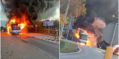 Borkowo. Pożar autobusu. Pasażerowie ewakuowani-73008