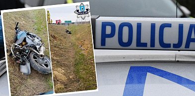Glincz. Motocyklista wypadł z drogi. Będzie miał spore kłopoty