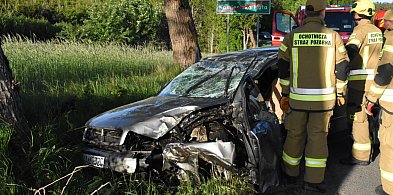 Leszczynki. Audi roztrzaskało się na drzewie. Kierowca był pijany!