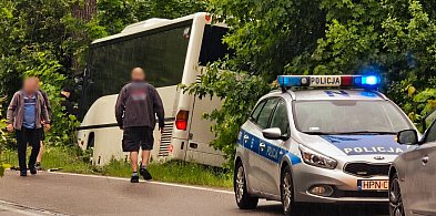 Karwacja. Autobus wypadł z drogi. Pasażerom nic się nie stało