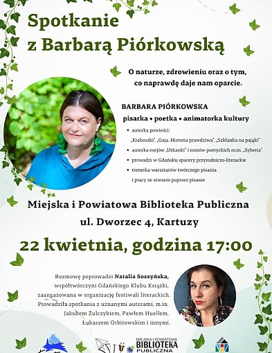Biblioteka w Kartuzach zaprasza na spotkanie z Barbarą Piórkowską