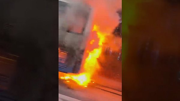 Pożar autobusu w Borkowie