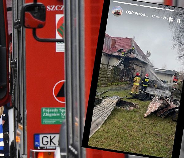 Kawle Dolne. Pożar garażu i budynku mieszkalnego-74529
