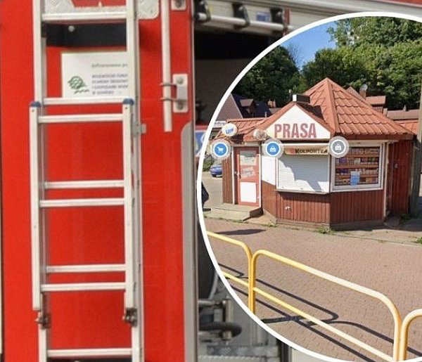 Żukowo. Spłonął charakterystyczny kiosk znajdujący się w centrum miasta-76492