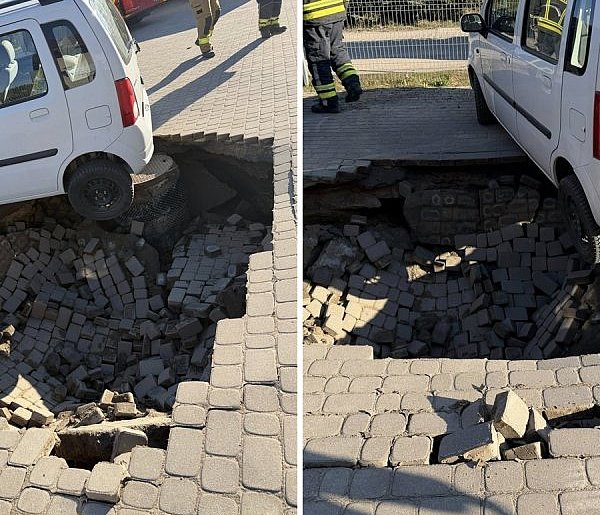 Banino. Parking dosłownie się zapadł! Sprawę bada nadzór budowalny