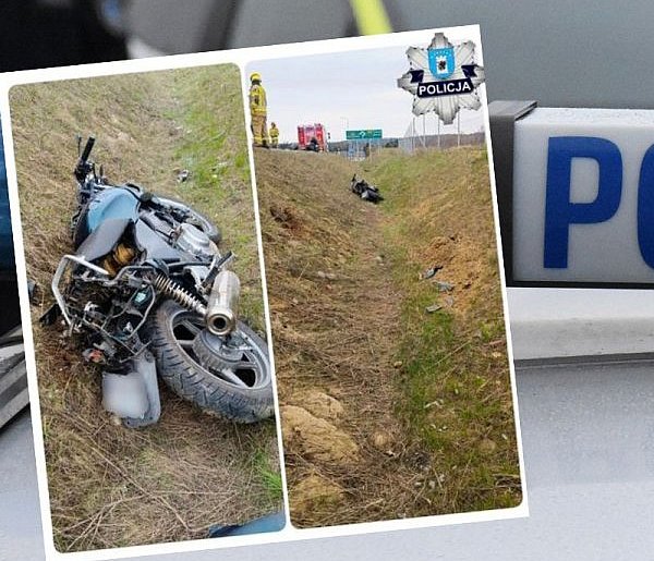 Glincz. Motocyklista wypadł z drogi. Będzie miał spore kłopoty