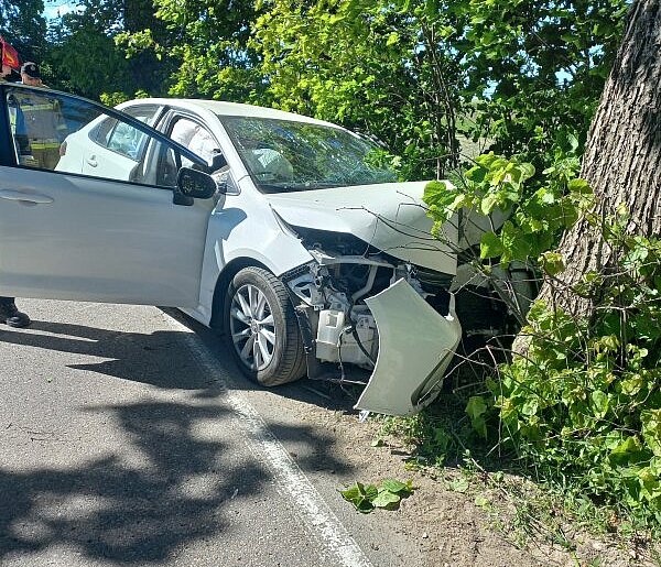 Borucino. Osobówka uderzyła w drzewo. Jedna osoba poszkodowana