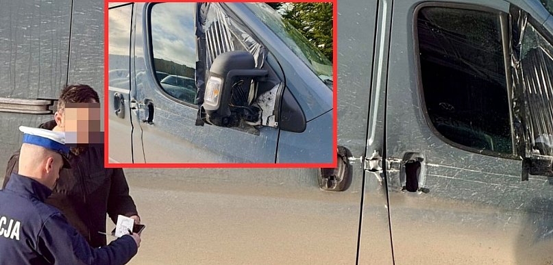 Kartuzy. Kłopoty kierowcy busa. Policjanci zauważyli uszkodzenia samochodu