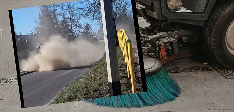 Pępowo. Tumany kurzu na drodze? Trwa sprzątanie ulic i chodników