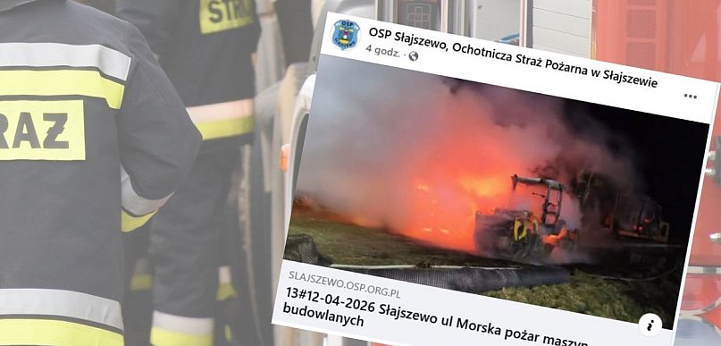 Zagadkowy pożar maszyn używanych do budowy drogi w Słajszewie