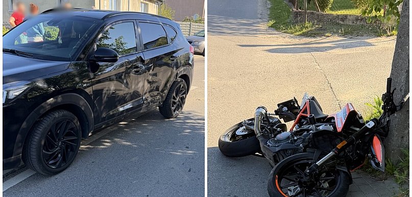 Grzybno. Zderzenie motocykla z osobówką. Skończyło się mandatem
