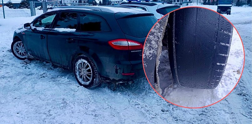 Somonino. Zignorował zimę i przepisy. "Łyse" opony zwróciły uwagę policji - 76324