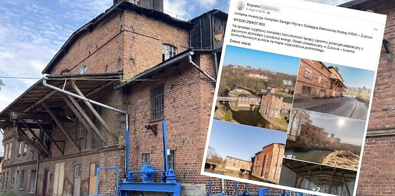 Żukowo. Zabytkowy młyn nad Radunią wystawiony na sprzedaż