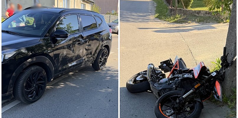 Grzybno. Zderzenie motocykla z osobówką. Skończyło się mandatem