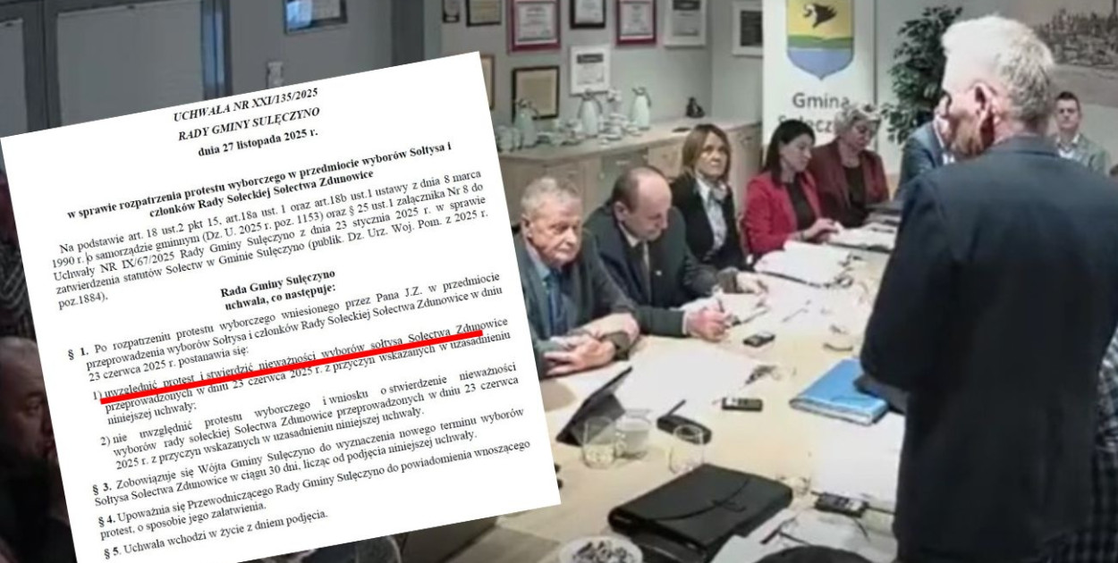 fot.kolaż.oprac.W.D./screen:Sesja Rady Gminy Sulęczyno