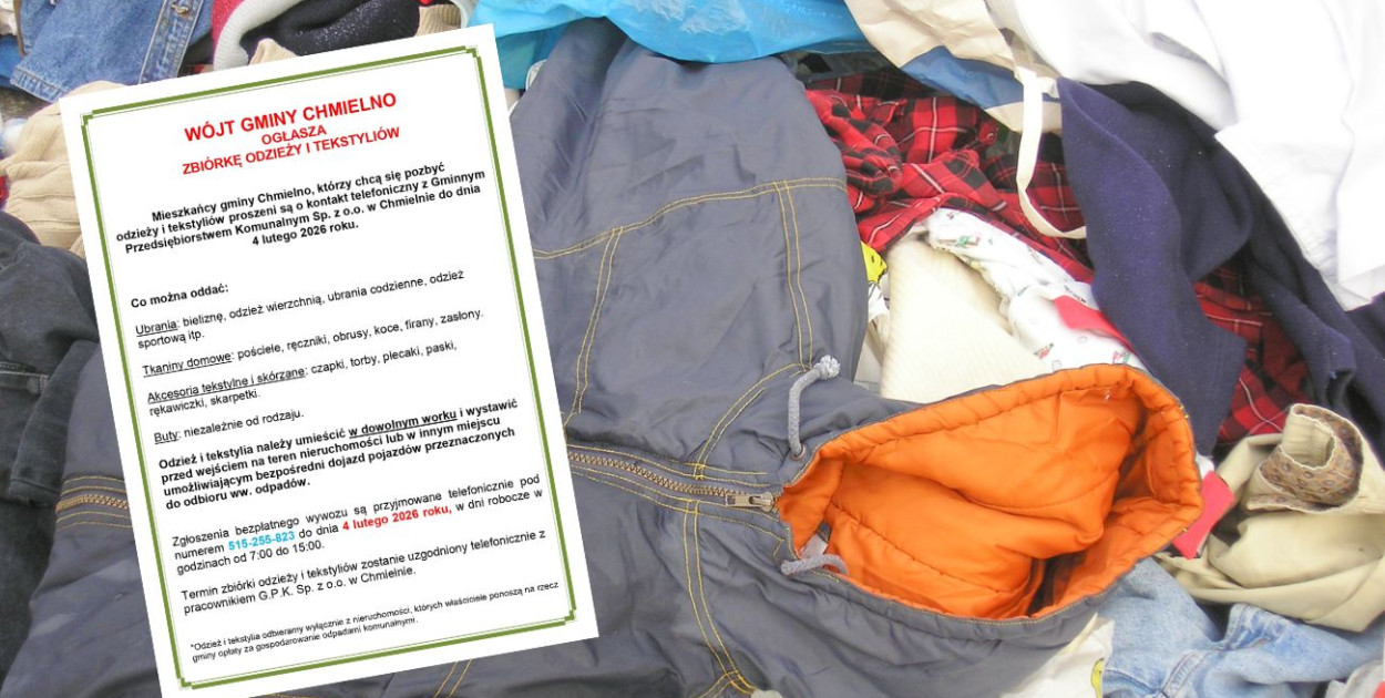 Chmielno. Mieszkańcy mogą pozbyć się tekstyliów. Wystarczy zgłoszenie
