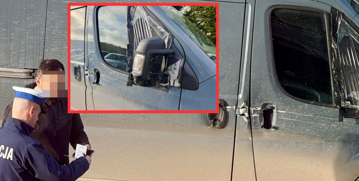 Kartuzy. Kłopoty kierowcy busa. Policjanci zauważyli uszkodzenia samochodu