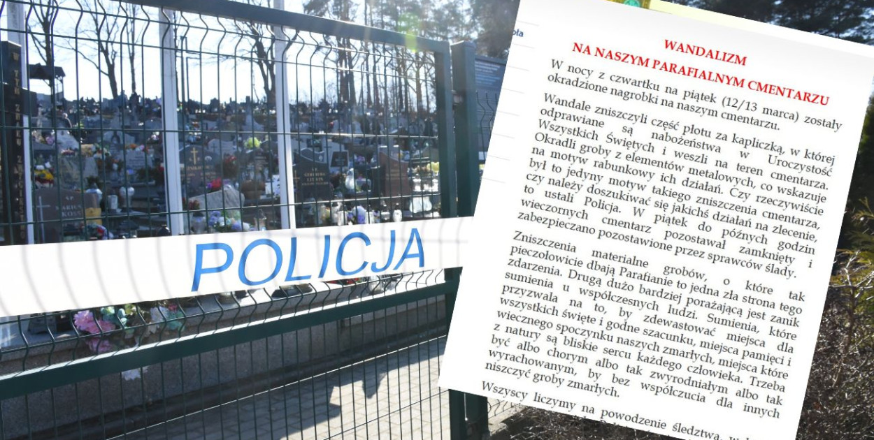 Niestępowo. Komunikat parafii ws. zniszczeń na cmentarzu. Jest ważny apel