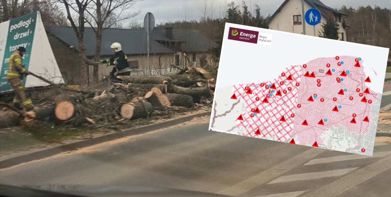 Region. Połamane drzewa i konary. W wielu miejscach nie ma prądu