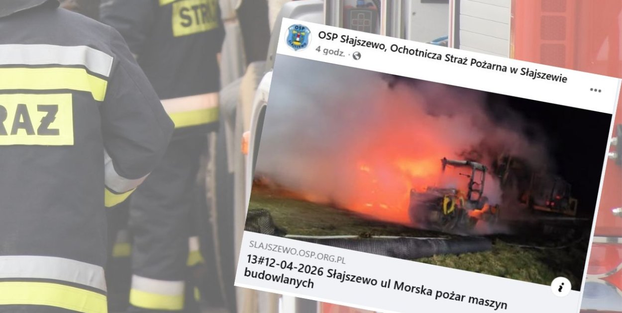 Zagadkowy pożar maszyn używanych do budowy drogi w Słajszewie