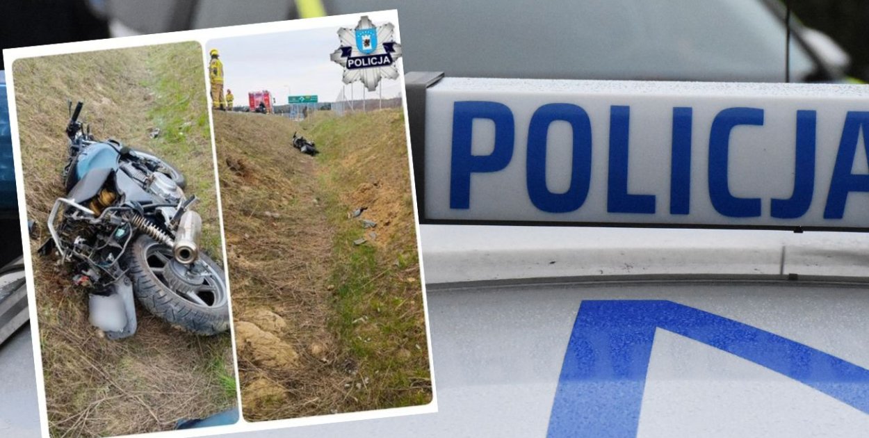 Glincz. Motocyklista wypadł z drogi. Będzie miał spore kłopoty