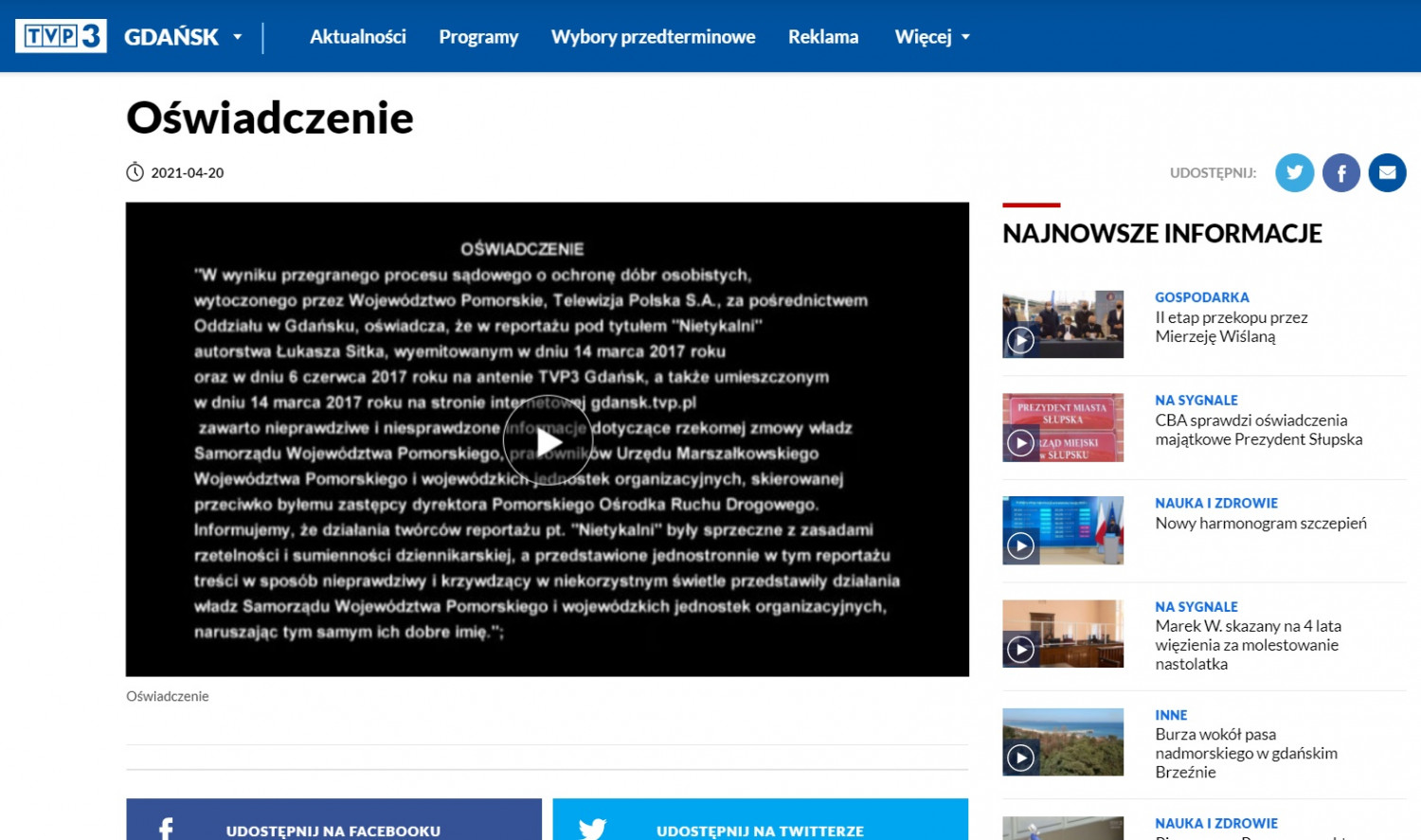 fot.nadesłane/UMWP/źródło:https://gdansk.tvp.pl/53397895/oswiadczenie