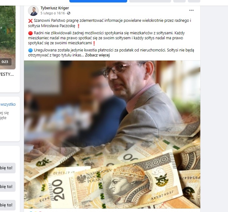 fot.źródło:screen/Facebook/Tyberiusz Kriger